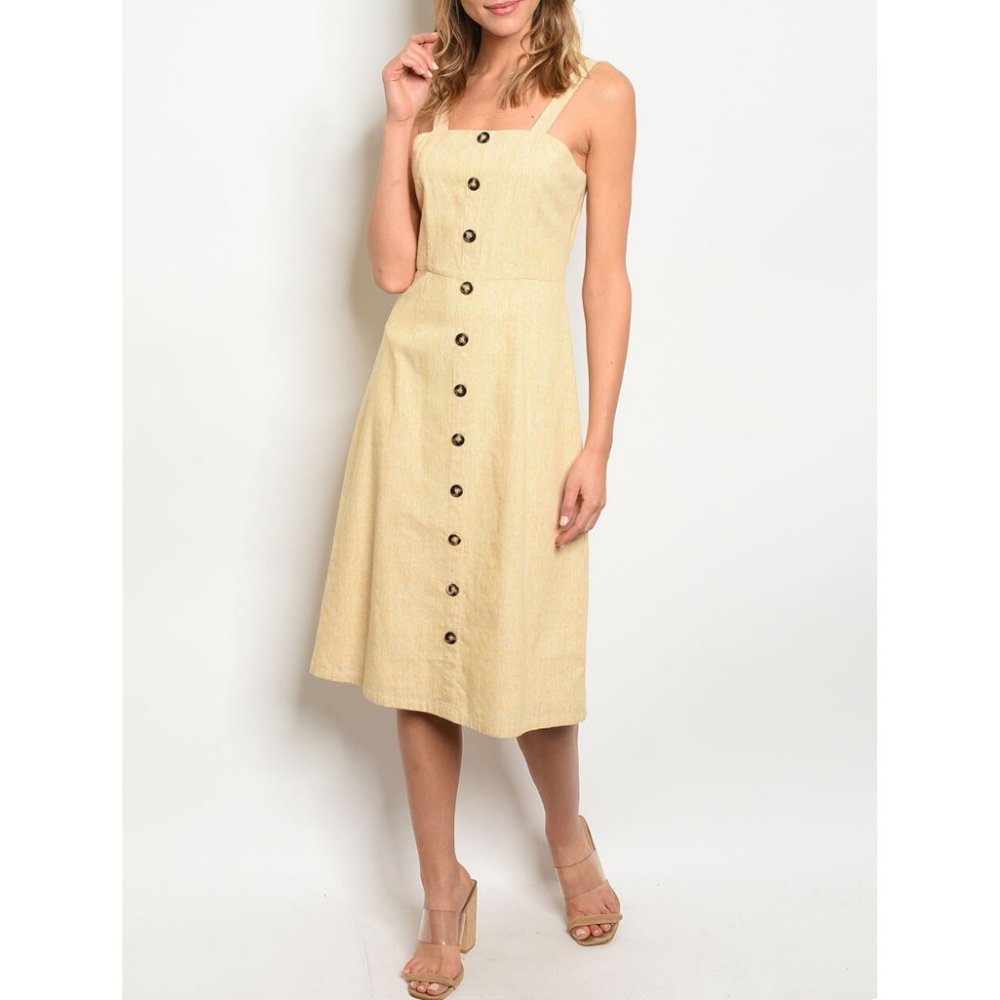 Cream Linen Button Detail Tunic Dress {Wild Honey} - Picture 2 of 3